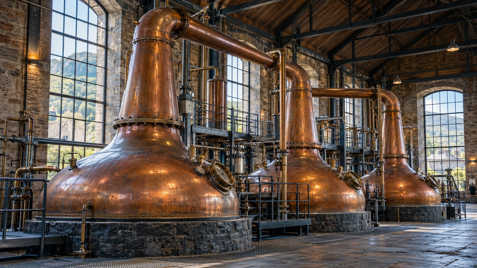 Illustrative heritage production facility with substantial copper equipment.